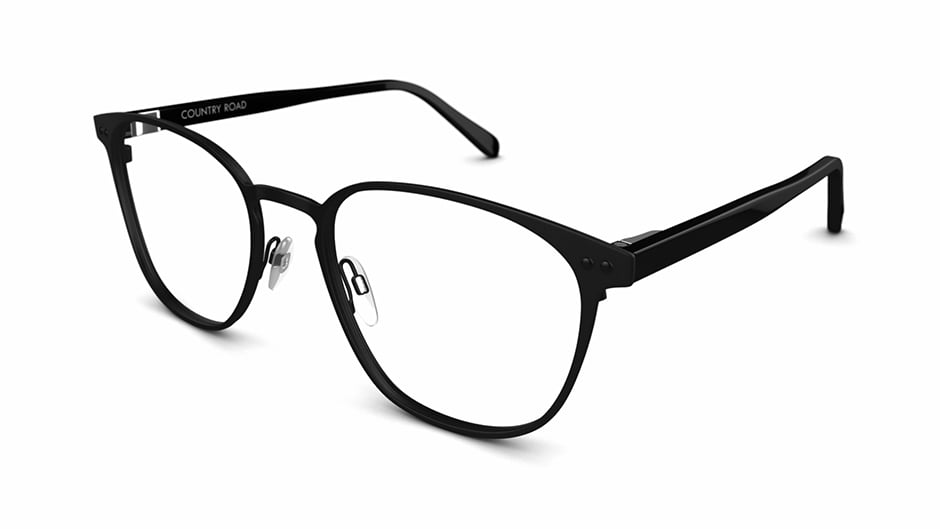 Country Road Women's glasses CR 63 Black Round Metal Stainless steel