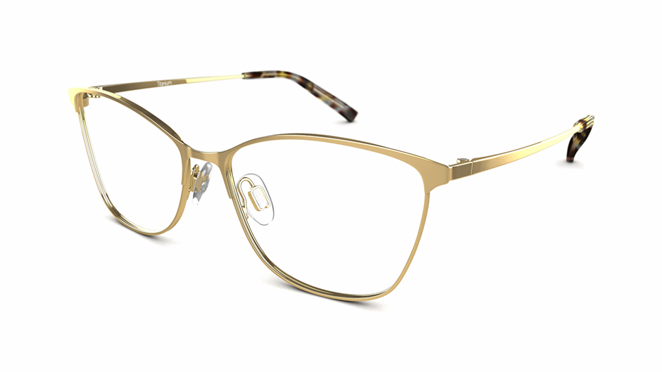 Specsavers Women s Glasses J TITANIUM 13 Gold Cat eye Metal Titanium 